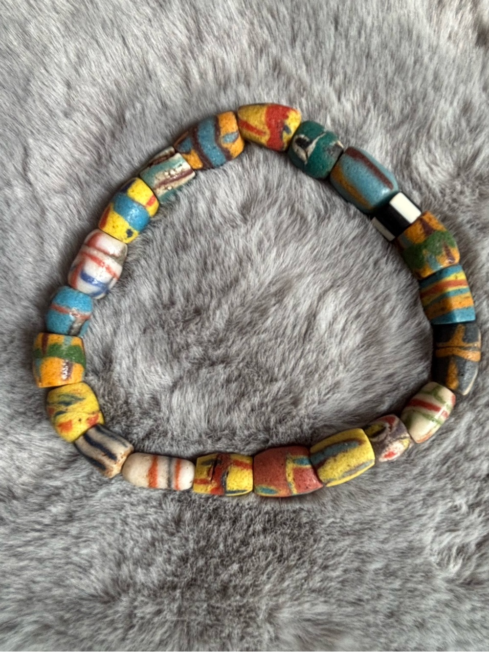 Bracelet/Anklet) Authentic African Beads Strand of 25-handmade beads, brand new